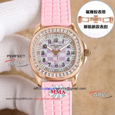 Replica MMA factory Patek Philippe Grenade pink rubber strap mechanical women's watch 